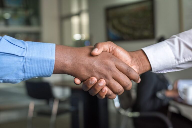 two hands shaking in agreement